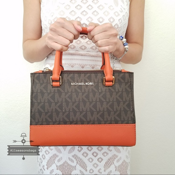 Michael Kors Kellen tangerine brown xs Satchel NWT - Picture 5 of 7